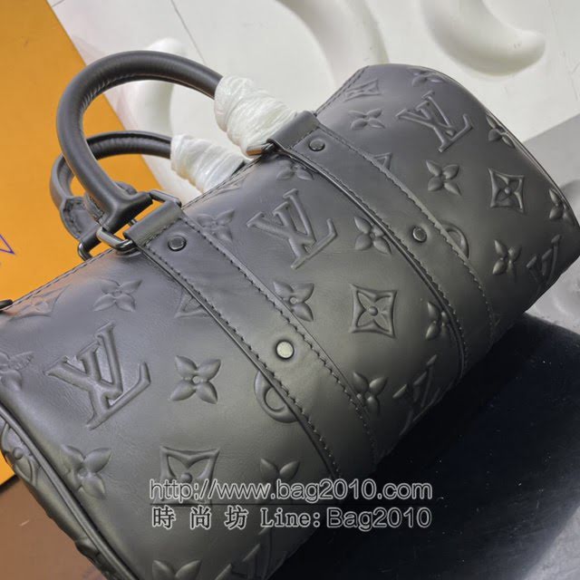Louis Vuitton新款包包 M57960 路易威登Keepall XS手袋 Monogram压纹皮革 LV黑色枕头包手提肩背斜挎包  ydh4214